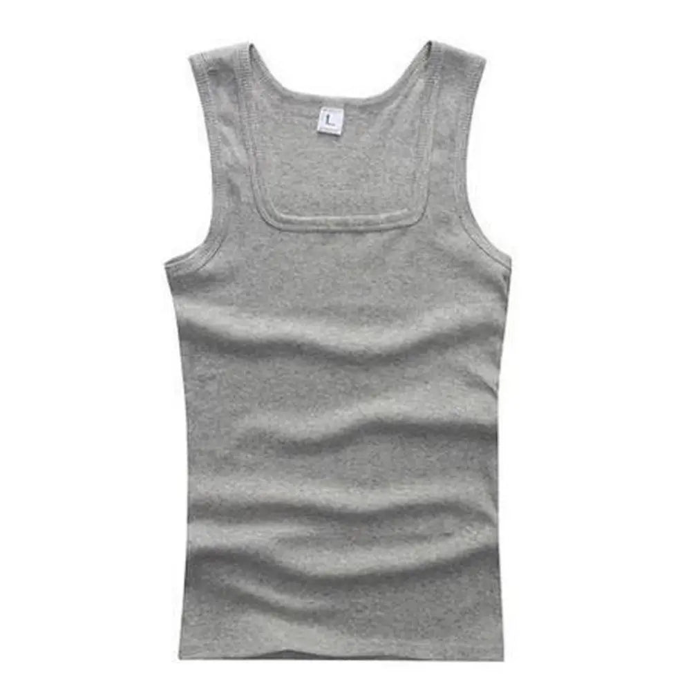 Square collar tight fit sports vest for men