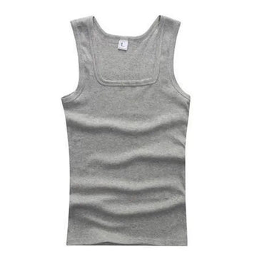 Square collar tight fit sports vest for men