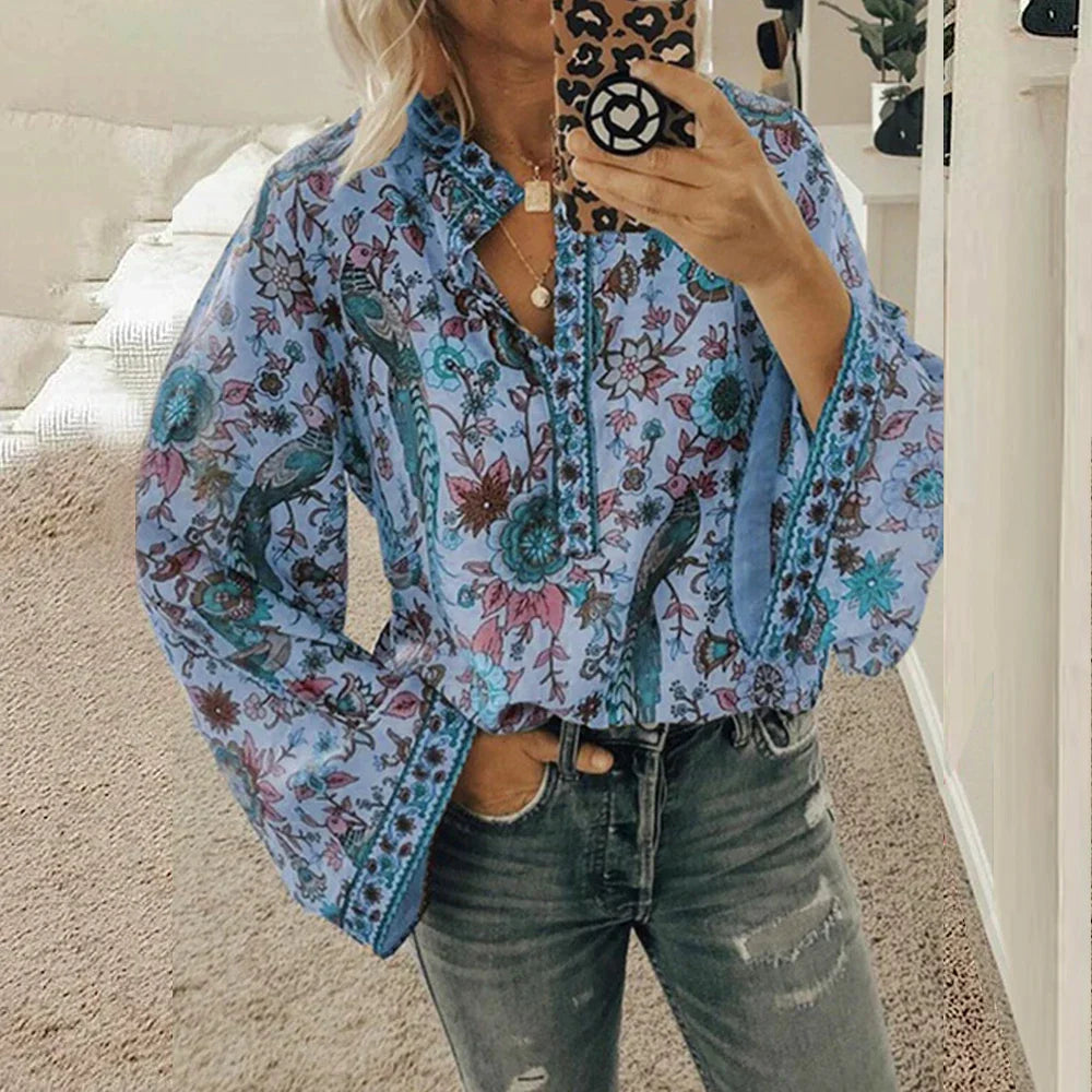 Women's floral bohemian blouse