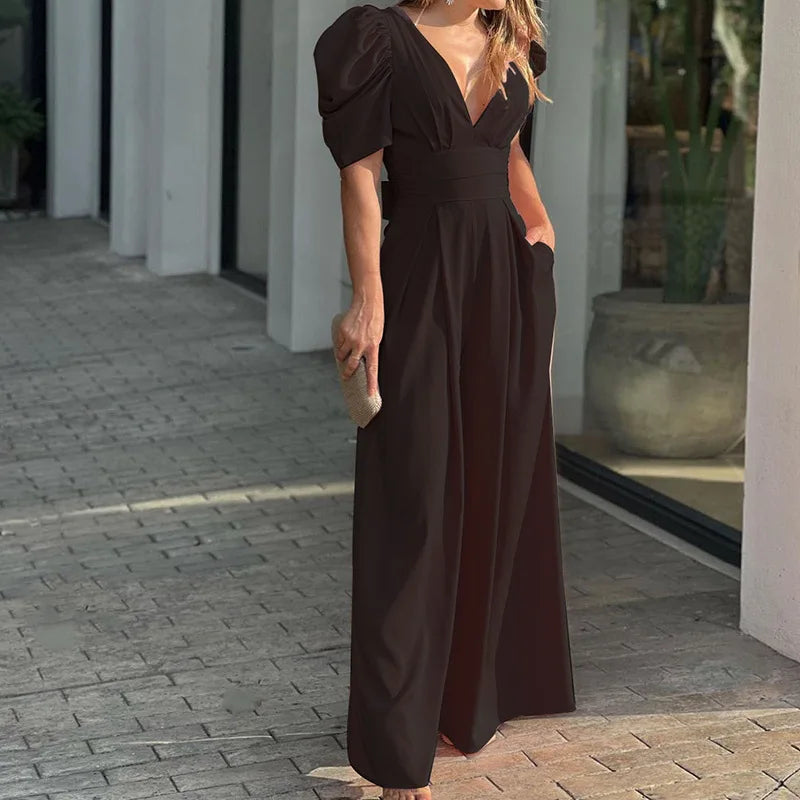 Women's puff-sleeve jumpsuit