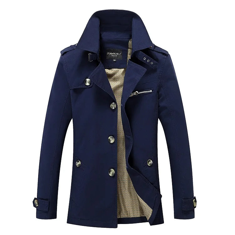 Men's autumn/winter trench coat with lapel collar