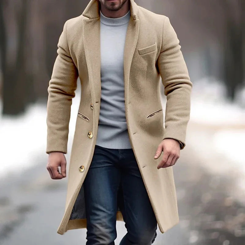 Men's notch lapel long coat