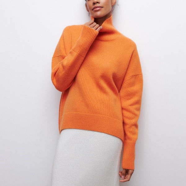 Women's cozy oversized turtleneck sweater