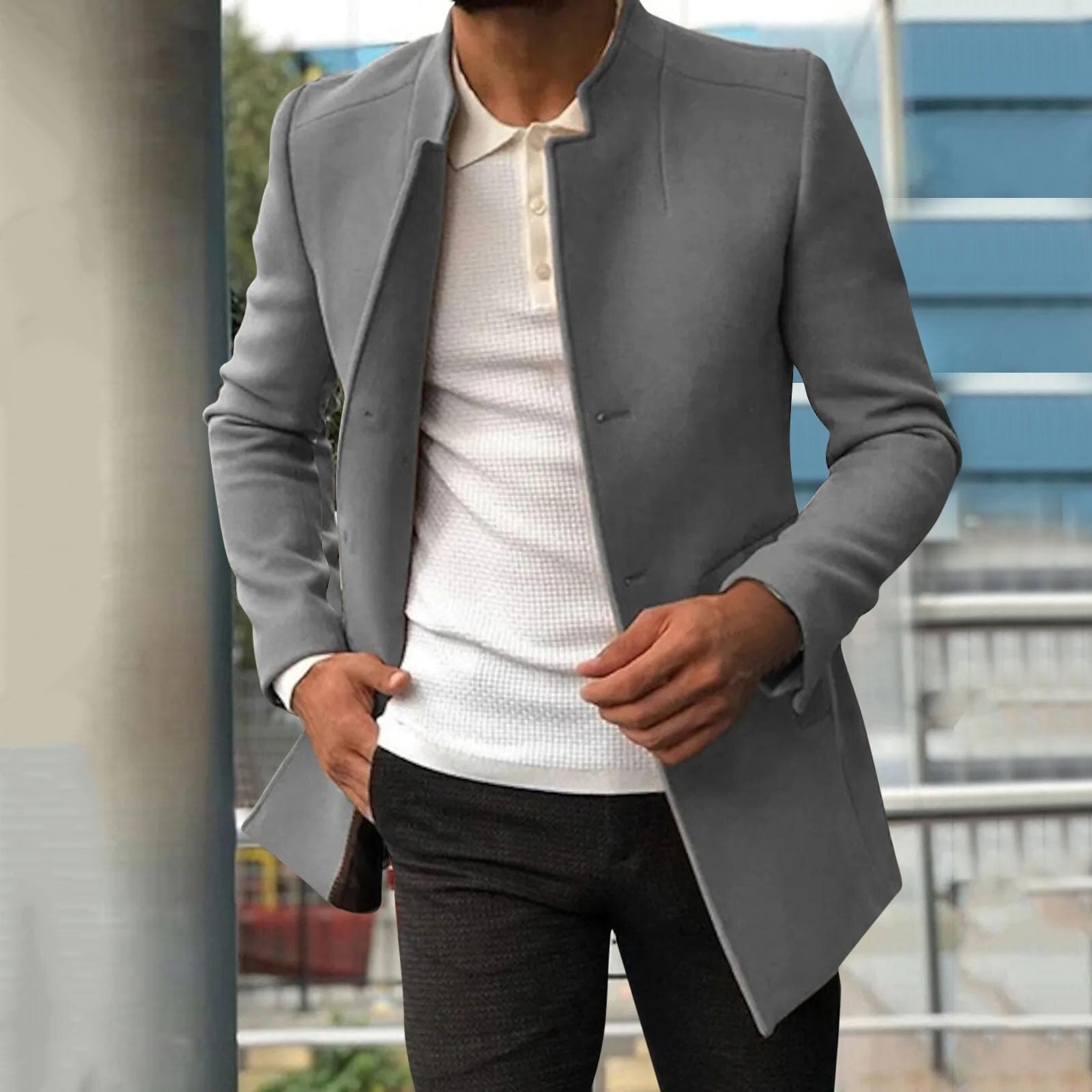 Casual men's jacket in street trend with lapel collar