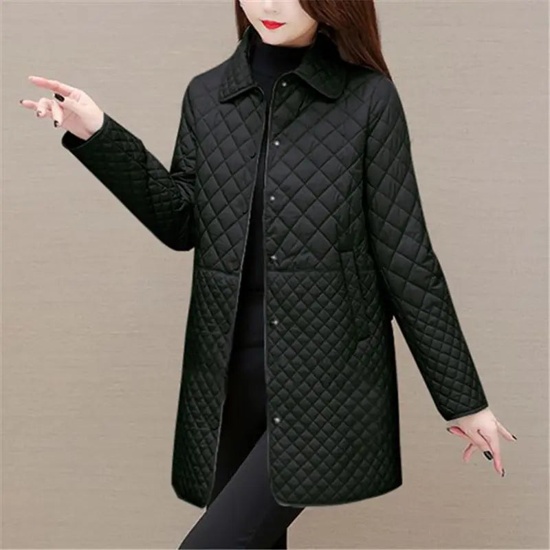 Women's autumn winter plaid quilted coat