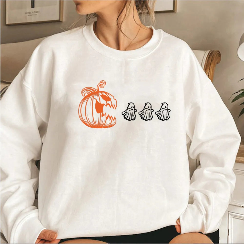 Women's halloween pumpkin and ghost sweatshirt