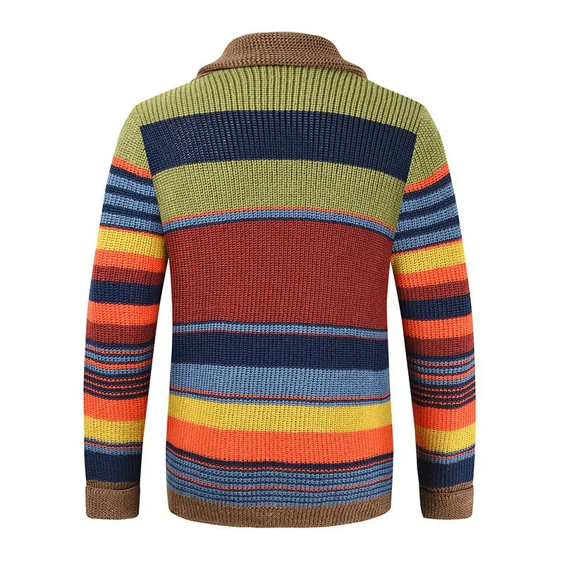 Warm and cozy knitted sweater with colors