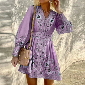 Bohemian Mini Dress for Women - Floral Summer Outfit