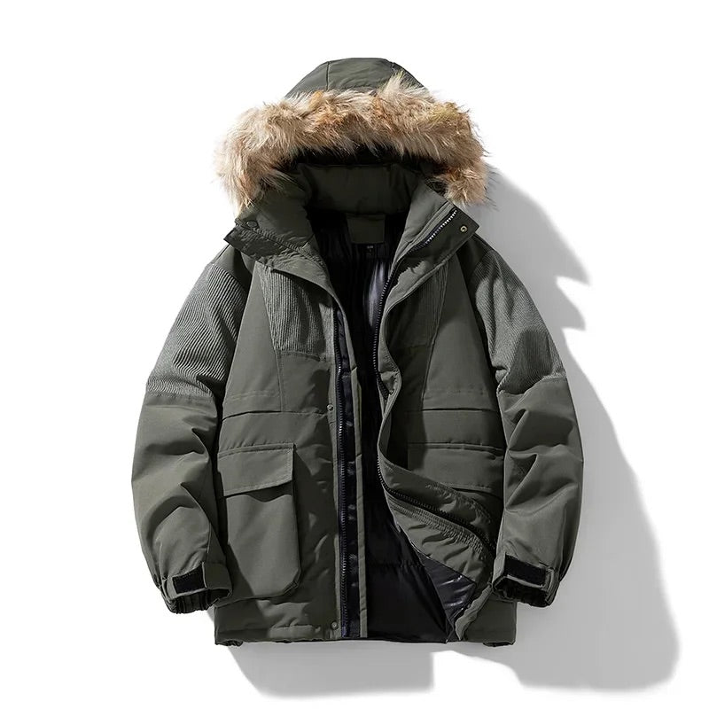 Oliver Oversized Parka Jacket | Fur Trim Hooded Flap Pockets Jacket
