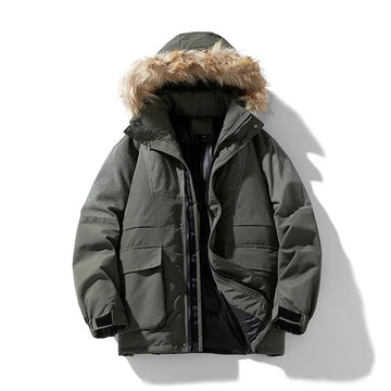 Oliver Oversized Parka Jacket | Fur Trim Hooded Flap Pockets Jacket