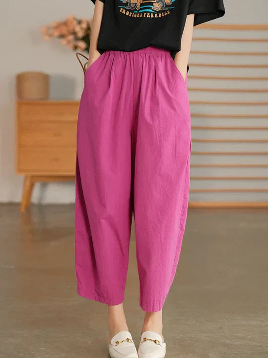 Women's comfortable loose high waisted trousers