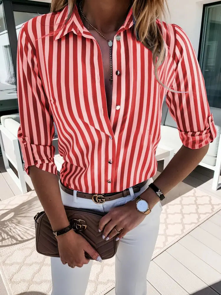 Women's striped button-down shirt for timeless style