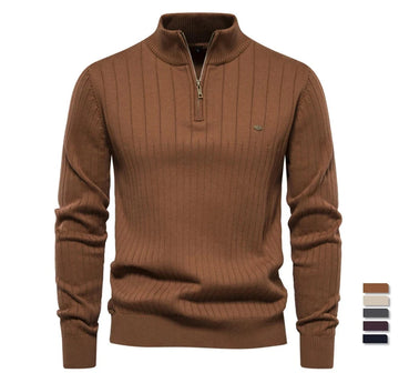 Men's half-zip ribbed winter sweater