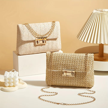 Martina Structured Shoulder Bag | Lock Closure Chain Strap Shoulder Bag