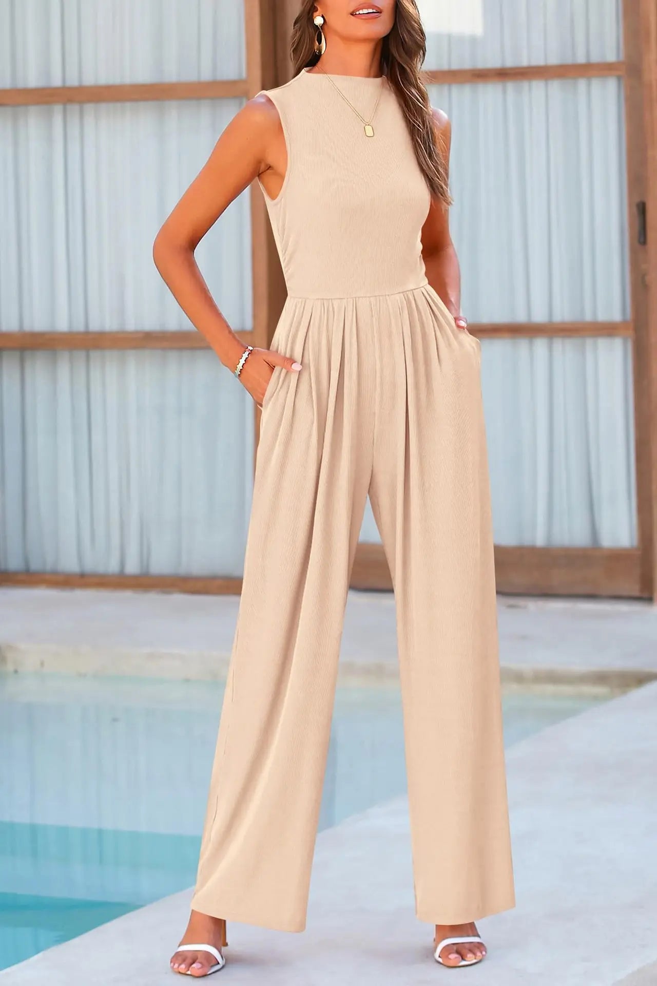 Women's jumpsuit with round neckline