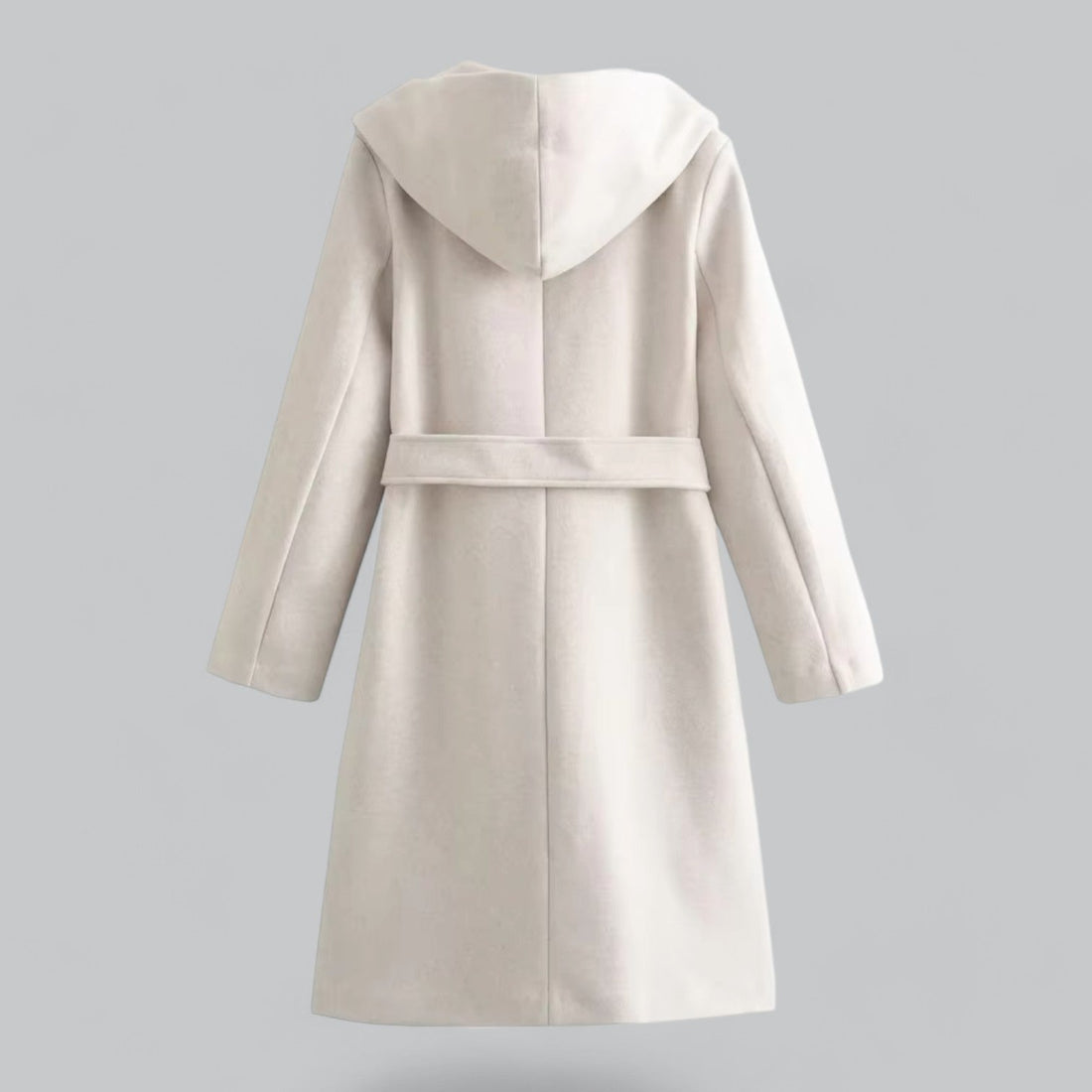 Stylish women’s casual trench coat with hooded collar and belt