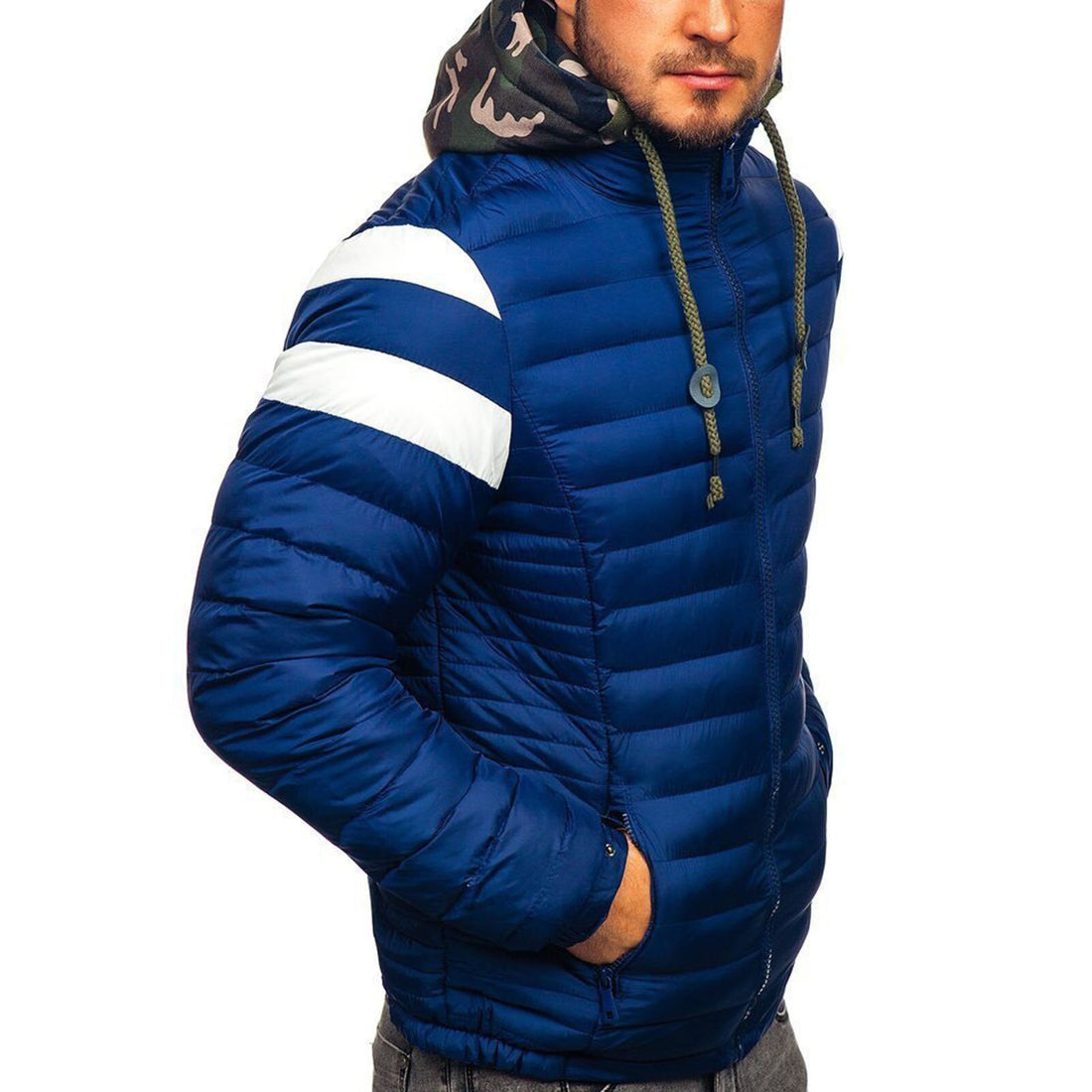 Men's warm hooded quilted jacket