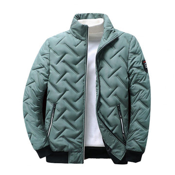 Men's winter warm quilted jacket with zipper closure