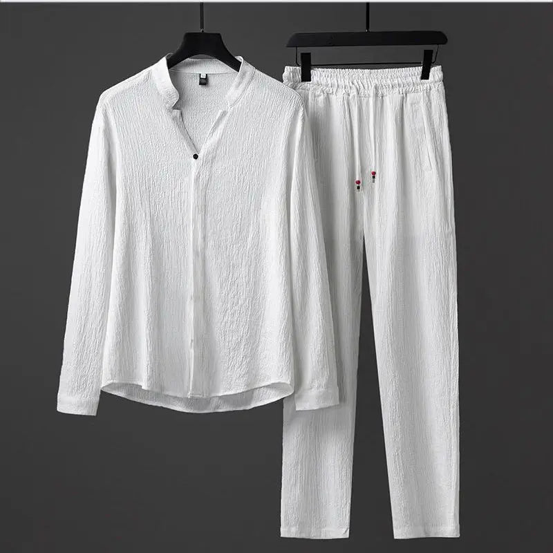 Men's long sleeve shirt and pants spring set