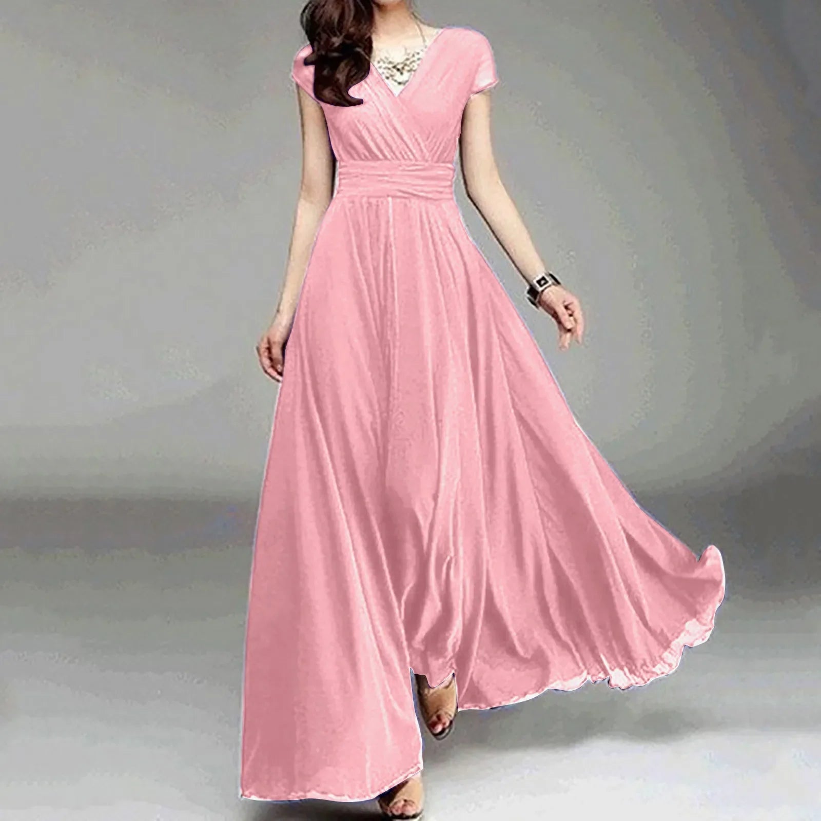 Women's Summer Short Sleeve Maxi Dress