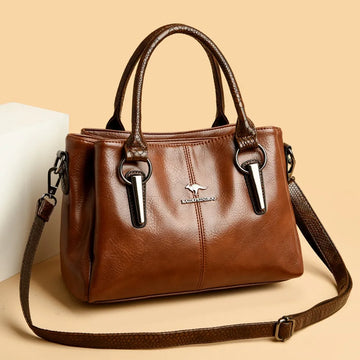 Amelia Faux Leather Structured Tote Handbag | Dual Handles Crossbody Strap Tote Handbag