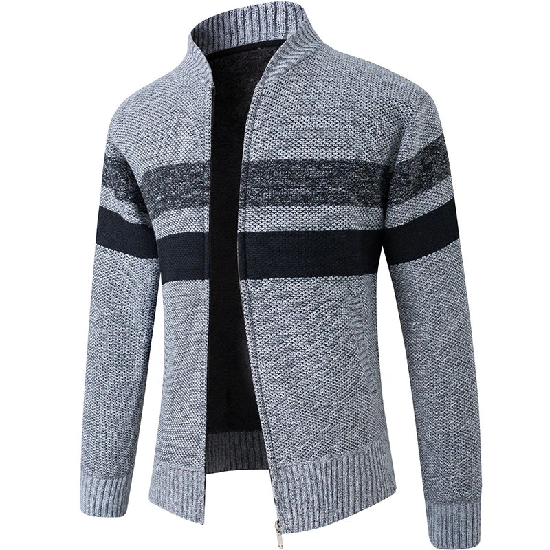 Men  casual slim fit striped knitted cardigan winter sweater