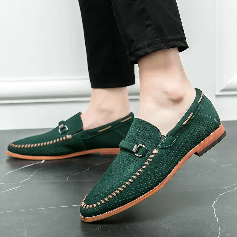 Men's buckled slip-on leather loafers