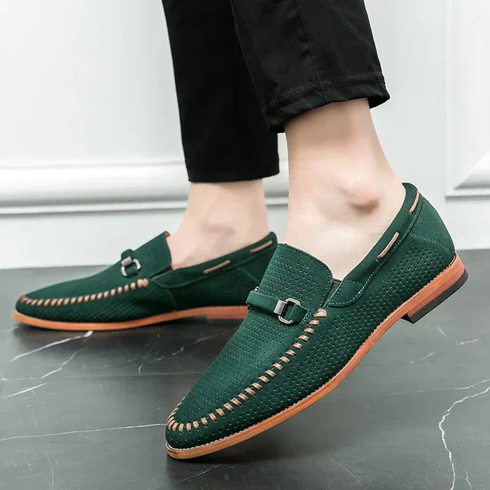 Men's comfortable casual loafers with buckle detail