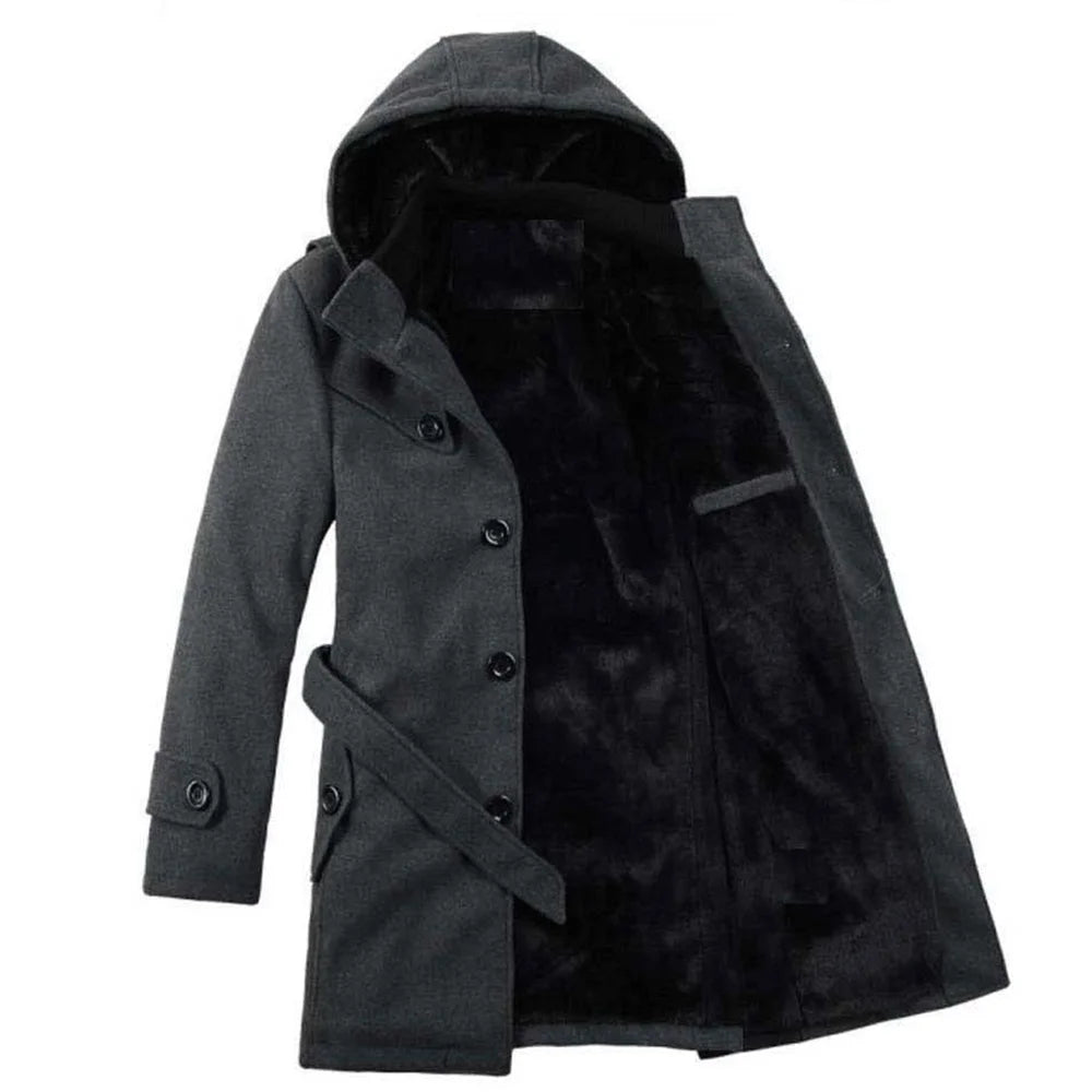 Armando - winter men's fleece hooded trench coat