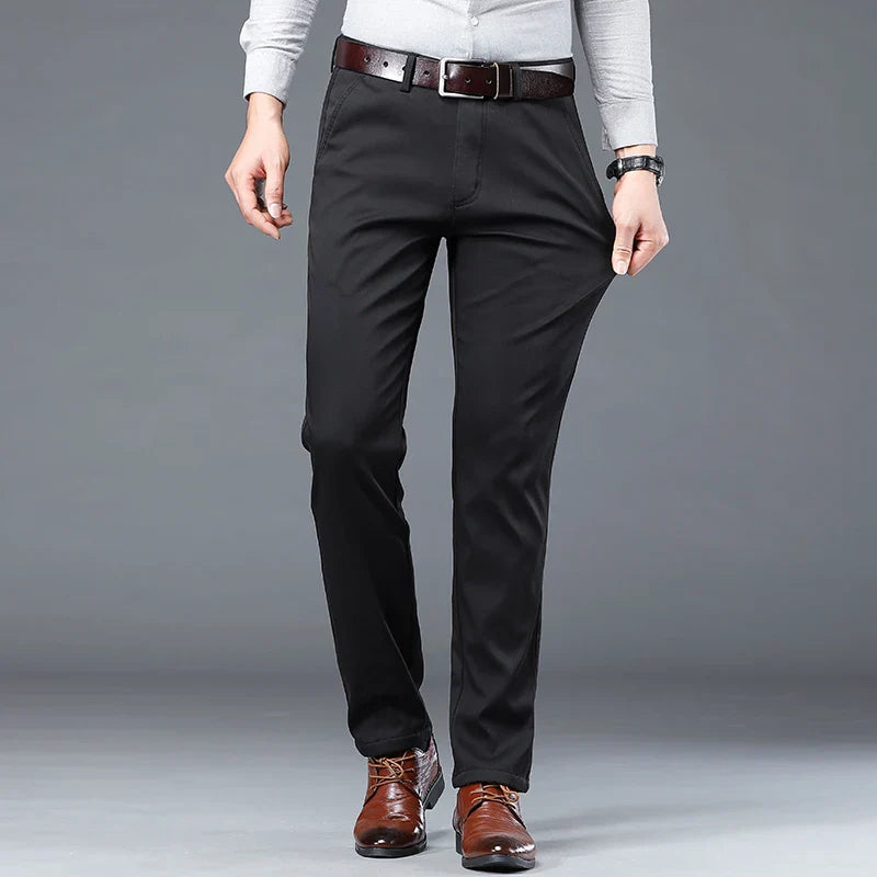 Men's loose straight business casual trousers with multiple pockets