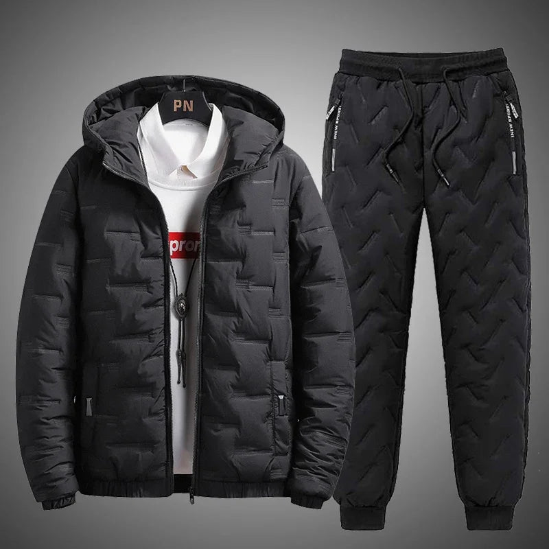 Men's casual hooded down tracksuit