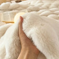 Faux Rabbit Fur Ribbed Throw Blanket