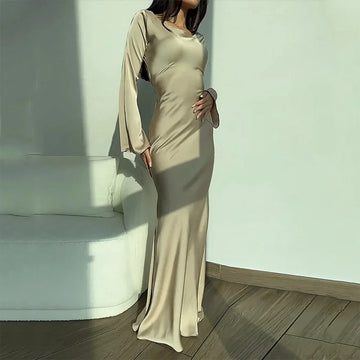 Women’s elegant round neck long dress