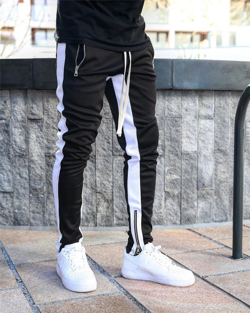 Men's slim fit joggers with side stripes