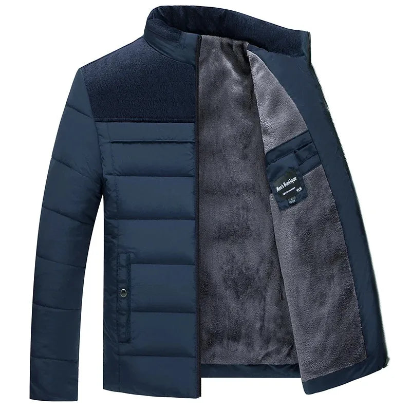 Oliver Quilted Stand Collar Puffer Jacket | Fleece Lined Relaxed Fit Puffer Jacket