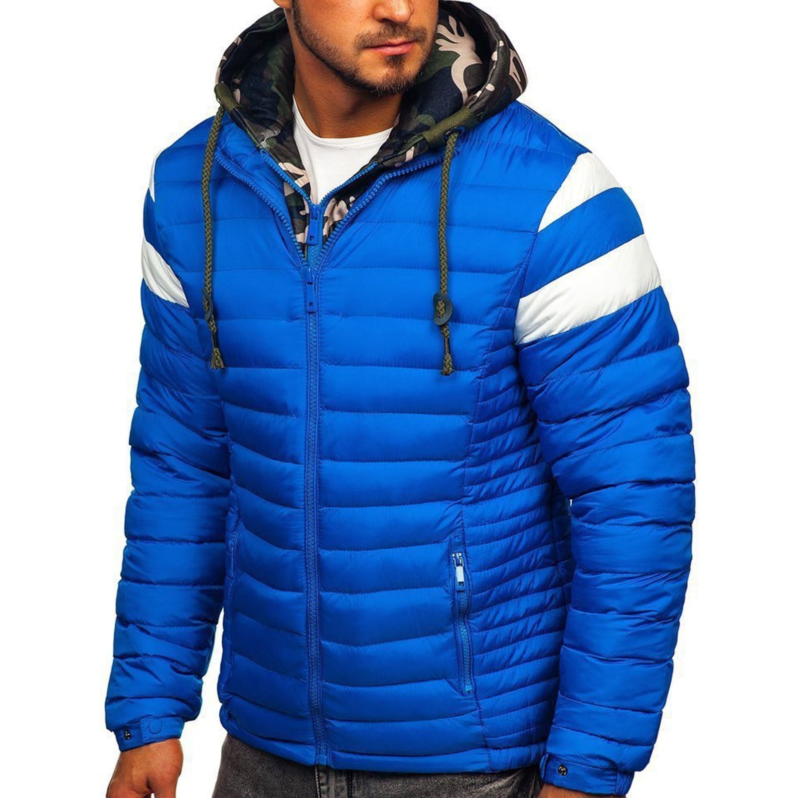 Men's warm hooded quilted jacket