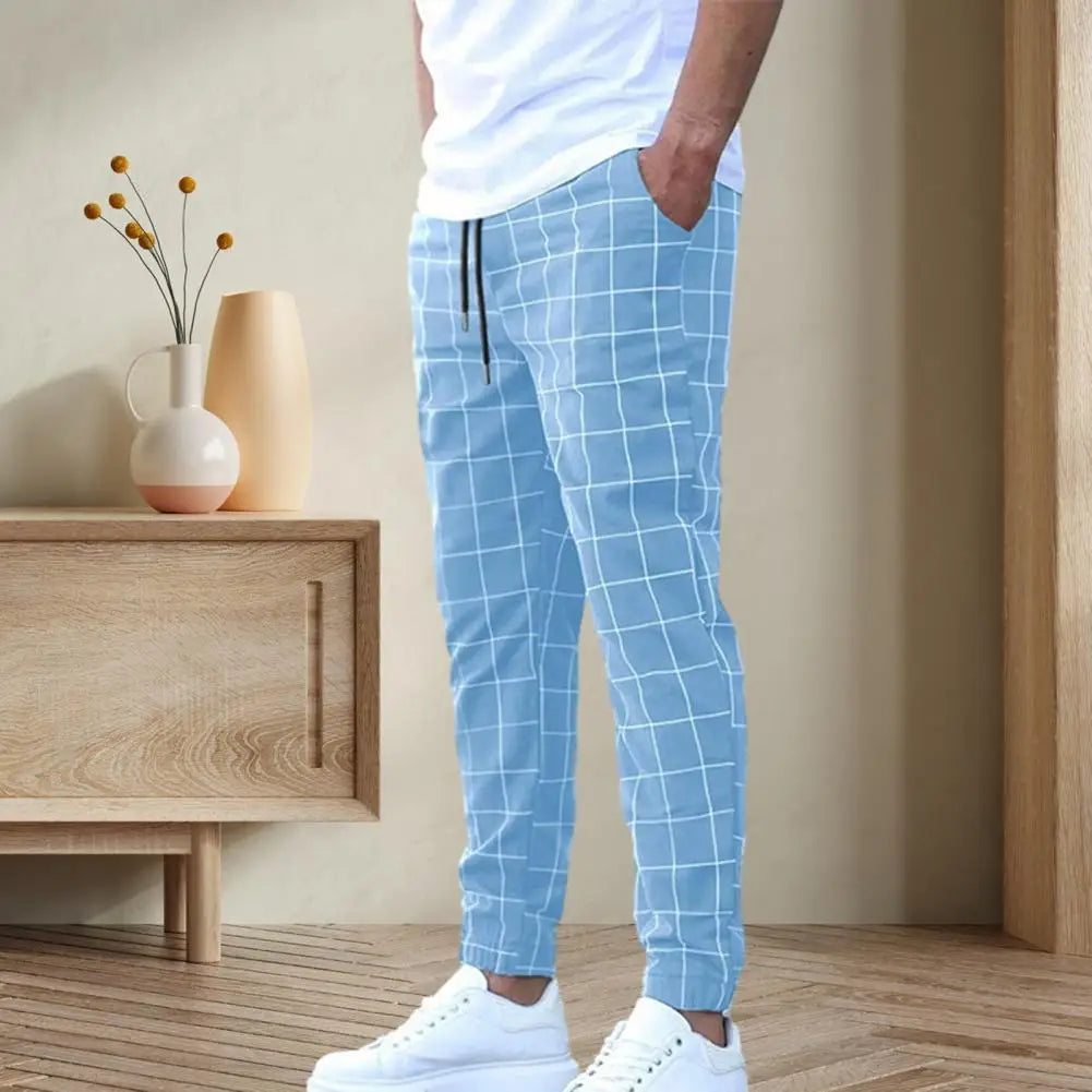 Casual plaid printed pants for men