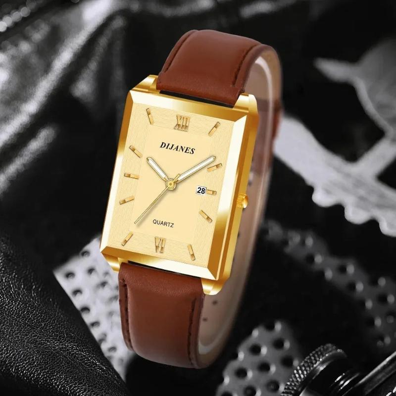 Noah Rectangular Wristwatch | Solid Roman Numerals Date Wristwatch
