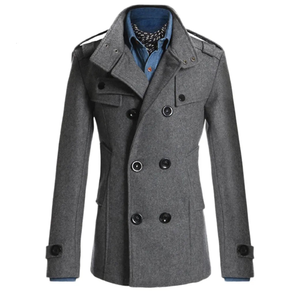 Men's long sleeve double-breasted winter coat