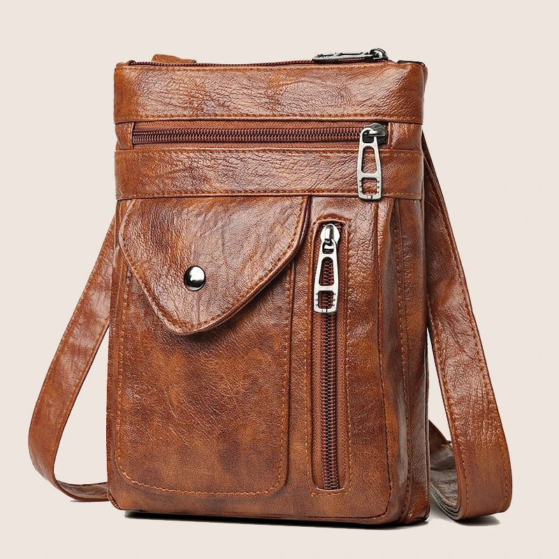 Isabella Faux Leather Structured Crossbody Bag | Multiple Pockets Crossbody Bag