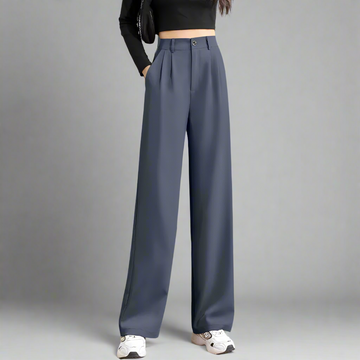 Elegant women’s high waist straight wide-leg pants