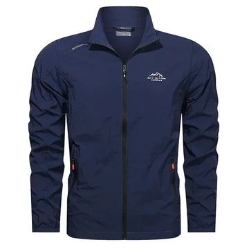 Men's lightweight jacket with zip up and stand collar