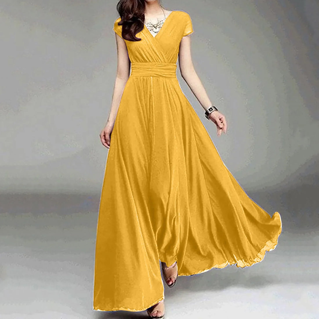 Women's Summer Short Sleeve Maxi Dress