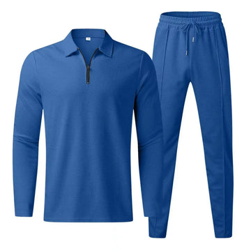 Men's polo long-sleeve trousers sports casual set