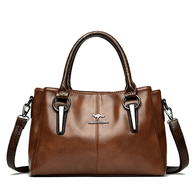 Amelia Faux Leather Structured Tote Handbag | Dual Handles Crossbody Strap Tote Handbag
