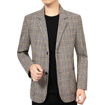 Light business plaid pattern suit jacket for men