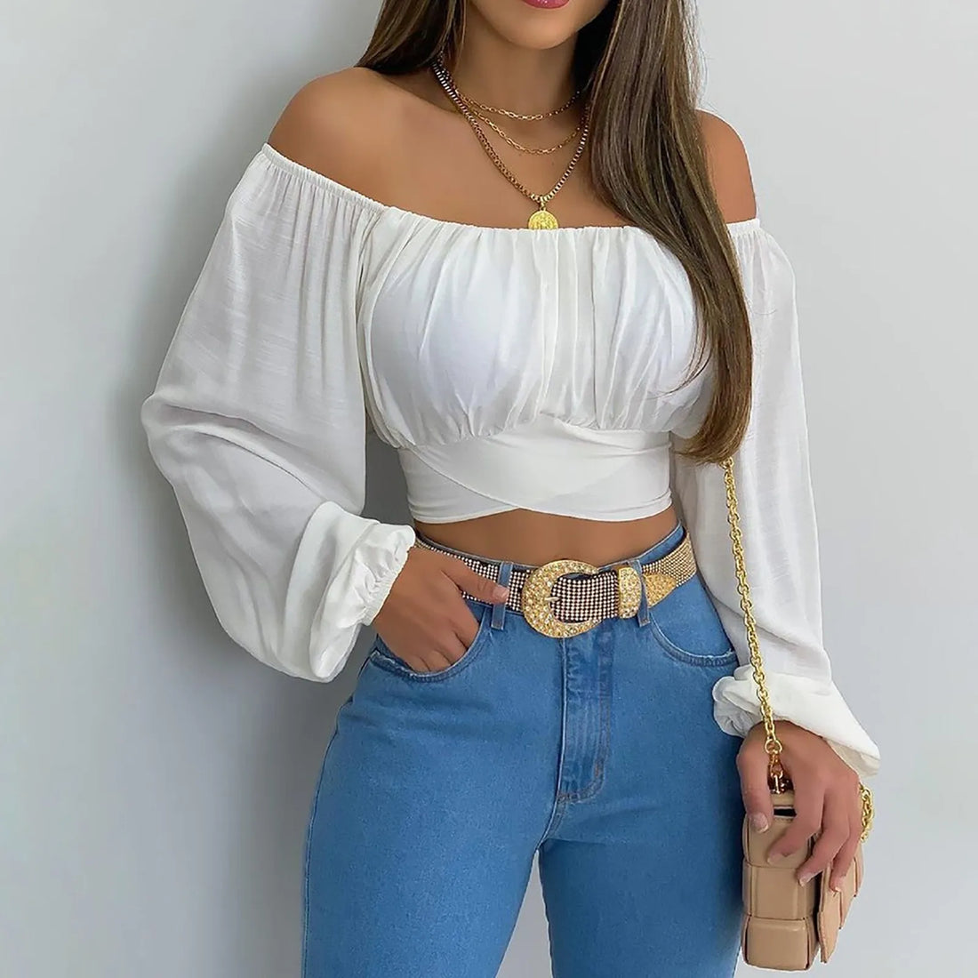 Women's  off-shoulder long sleeve top