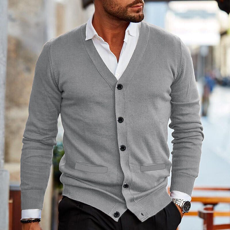 Men’s solid v-neck cardigan