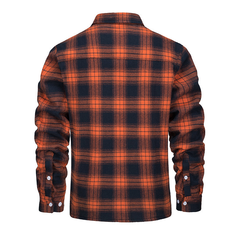 Men's warm flannel jacket with pockets