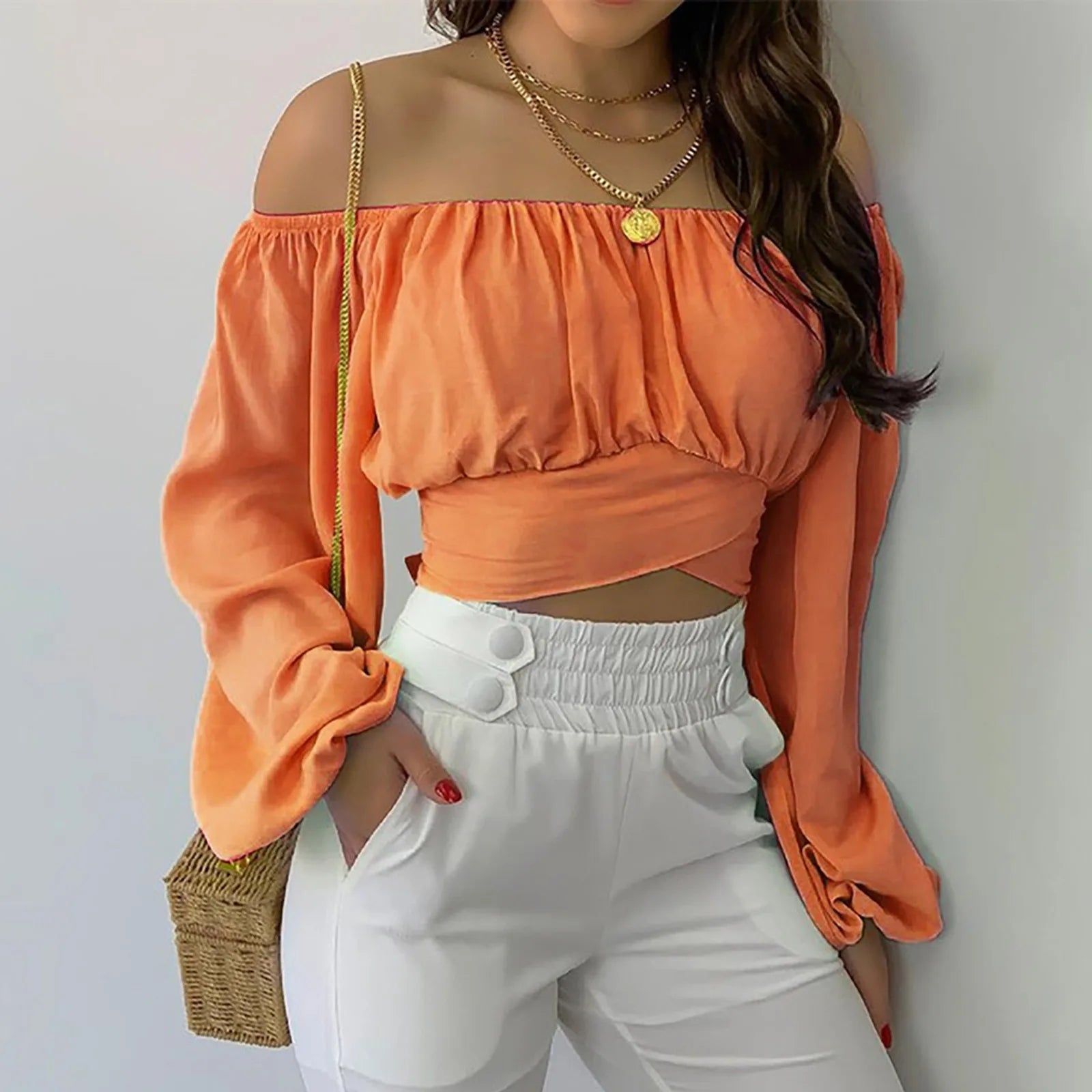 Women's  off-shoulder long sleeve top